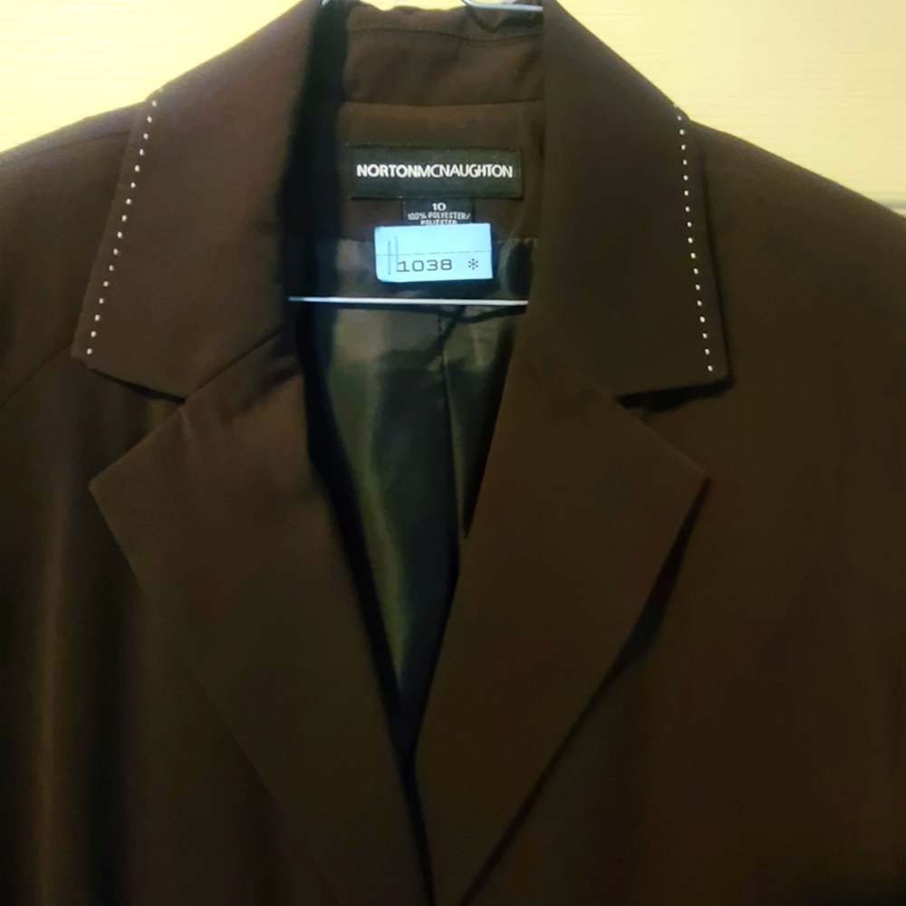 Women's suit with matching long skirt.  Dark brown
